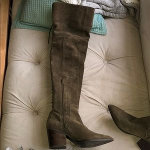Over the knee olive green boots